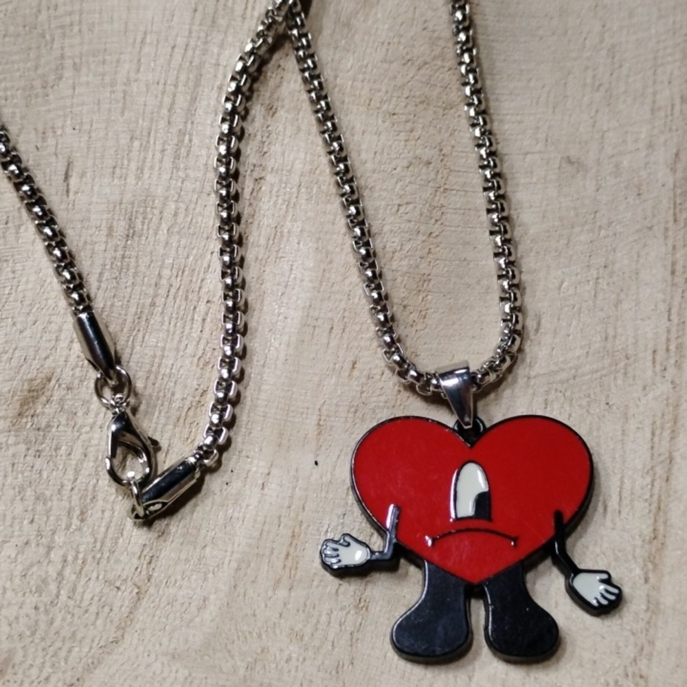 Red Heart Pendant Necklace - Picture 2 of 3